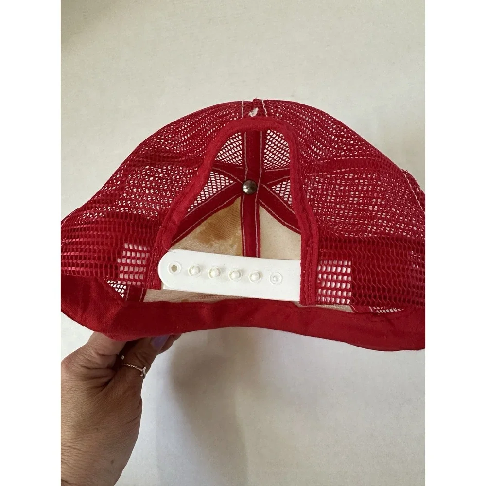 Schmidt Beer Mesh Back Trucker Hat Adjustable Red White Vintage